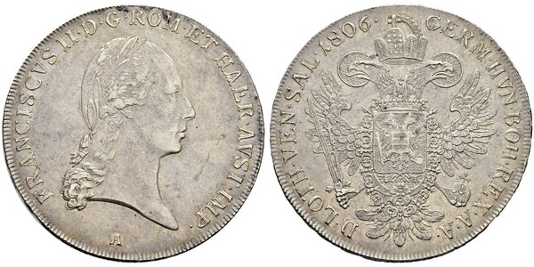 1 Thaler Imperio austríaco (1804-1867) Plata Francis II, Holy Roman Emperor (1768 - 1835)