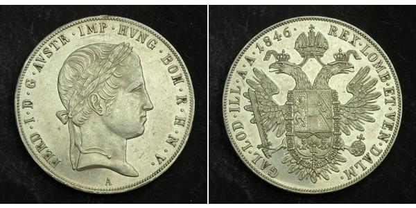 1 Thaler Imperio austríaco (1804-1867) Plata Ferdinand I of Austria (1793 - 1875)