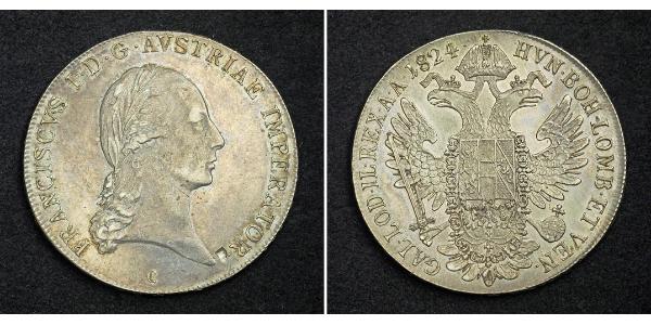 1 Thaler Imperio austríaco (1804-1867) Plata Francis II, Holy Roman Emperor (1768 - 1835)