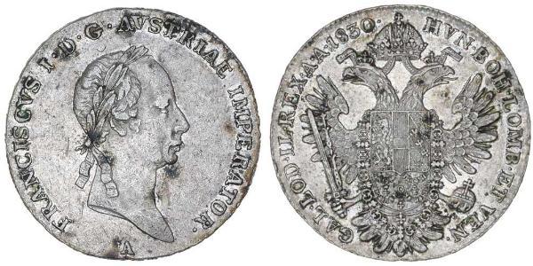 1 Thaler Imperio austríaco (1804-1867) Plata Francis II, Holy Roman Emperor (1768 - 1835)