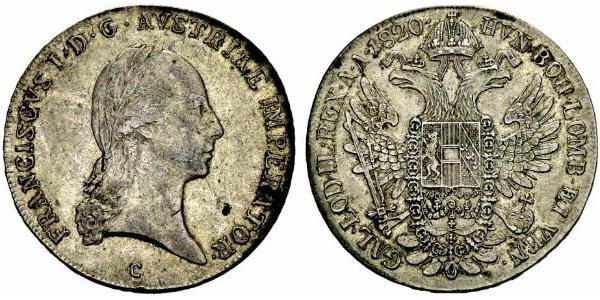 1 Thaler Imperio austríaco (1804-1867) Plata Francis II, Holy Roman Emperor (1768 - 1835)
