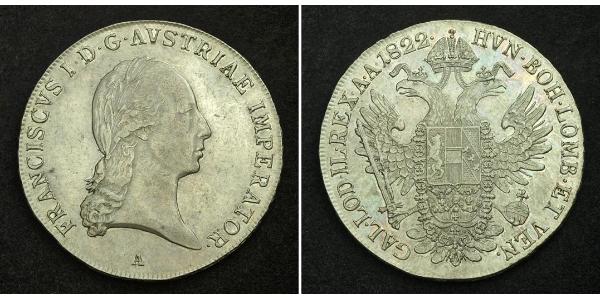 1 Thaler Imperio austríaco (1804-1867) Plata Francis II, Holy Roman Emperor (1768 - 1835)