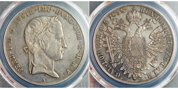 1 Thaler Imperio austríaco (1804-1867) Plata Ferdinand I of Austria (1793 - 1875)