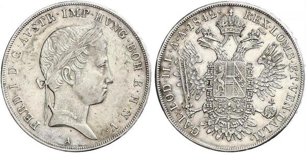 1 Thaler Imperio austríaco (1804-1867) Plata Ferdinand I of Austria (1793 - 1875)