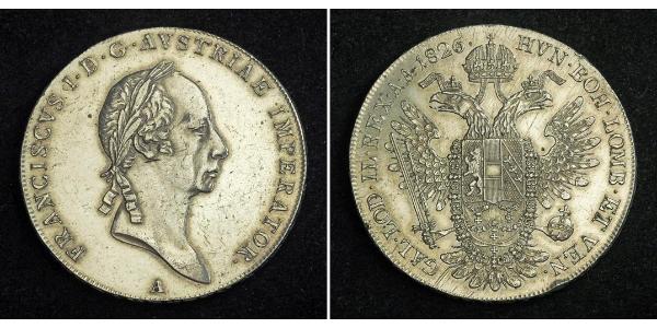 1 Thaler Imperio austríaco (1804-1867) Plata Francis II, Holy Roman Emperor (1768 - 1835)