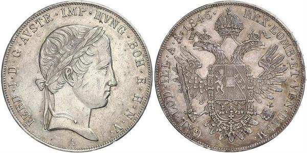 1 Thaler Imperio austríaco (1804-1867) Plata Ferdinand I of Austria (1793 - 1875)