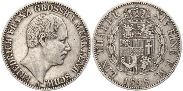 1 Thaler Mecklemburgo-Schwerin (1352-1918) Plata Federico Francisco II de Mecklemburgo-Schwerin