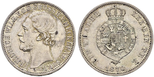 1 Thaler Mecklemburgo-Schwerin (1352-1918) Plata Federico Guillermo de Mecklemburgo-Strelitz