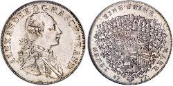 1 Thaler Principado de Ansbach (1398–1792) Plata Charles Alexander, Margrave of Brandenburg-Ansbach (1736 – 1806)