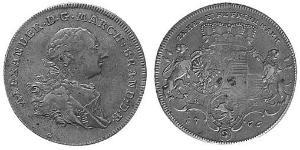 1 Thaler Principado de Ansbach (1398–1792) Plata Charles Alexander, Margrave of Brandenburg-Ansbach (1736 – 1806)