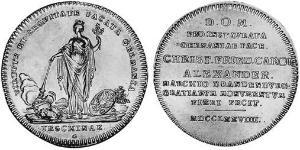 1 Thaler Principado de Ansbach (1398–1792) Plata Charles Alexander, Margrave of Brandenburg-Ansbach (1736 – 1806)