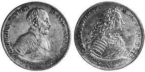 1 Thaler Principado de Ansbach (1398–1792) Plata Charles William Frederick, Margrave of Brandenburg-Ansbach (1712 – 1757)