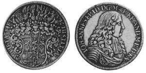 1 Thaler Principado de Ansbach (1398–1792) Plata John Frederick, Margrave of Brandenburg-Ansbach (1654 – 1686)