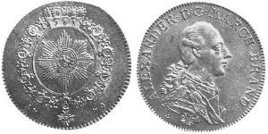 1 Thaler Principado de Ansbach (1398–1792) Plata Charles Alexander, Margrave of Brandenburg-Ansbach (1736 – 1806)