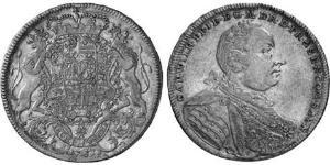 1 Thaler Principado de Ansbach (1398–1792) Plata Charles William Frederick, Margrave of Brandenburg-Ansbach (1712 – 1757)