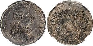 1 Thaler Principado de Ansbach (1398–1792) Plata Charles Alexander, Margrave of Brandenburg-Ansbach (1736 – 1806)