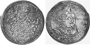 1 Thaler Principado de Ansbach (1398–1792) Plata Joachim Ernst, Margrave of Brandenburg-Ansbach (1583 – 1625)