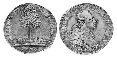 1 Thaler Principado de Ansbach (1398–1792) Plata Charles Alexander, Margrave of Brandenburg-Ansbach (1736 – 1806)