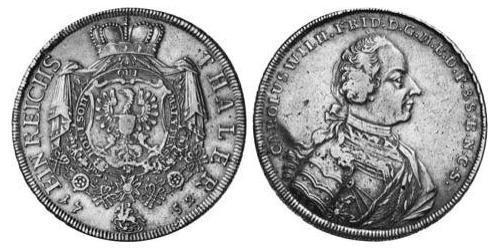 1 Thaler Principado de Ansbach (1398–1792) Plata Charles William Frederick, Margrave of Brandenburg-Ansbach (1712 – 1757)
