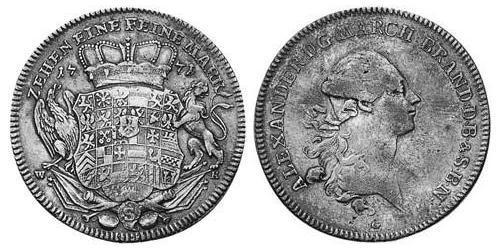 1 Thaler Principado de Ansbach (1398–1792) Plata Charles Alexander, Margrave of Brandenburg-Ansbach (1736 – 1806)