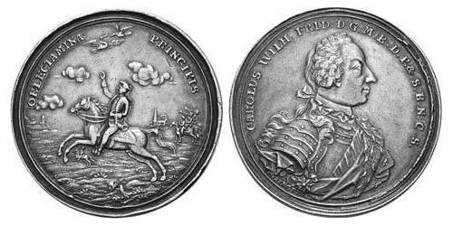 1 Thaler Principado de Ansbach (1398–1792) Plata Charles William Frederick, Margrave of Brandenburg-Ansbach (1712 – 1757)