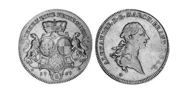 1 Thaler Principado de Ansbach (1398–1792) Plata Charles Alexander, Margrave of Brandenburg-Ansbach (1736 – 1806)