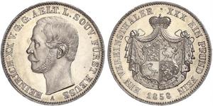 1 Thaler Principado de Reuss (línea mayor) (1778 - 1918) Plata Enrique XX de Reuss-Greiz