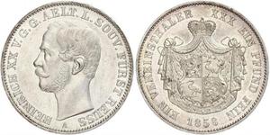 1 Thaler Principado de Reuss (línea mayor) (1778 - 1918) Plata Enrique XX de Reuss-Greiz