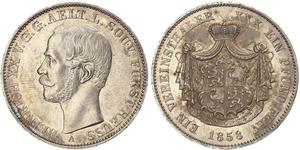 1 Thaler Principado de Reuss (línea mayor) (1778 - 1918) Plata Enrique XX de Reuss-Greiz