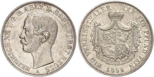 1 Thaler Principado de Reuss (línea mayor) (1778 - 1918) Plata Enrique XX de Reuss-Greiz