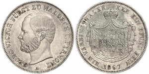 1 Thaler Principado de Waldeck (1180 - 1918) Plata Jorge Víctor de Waldeck-Pyrmont (1831 - 1893)