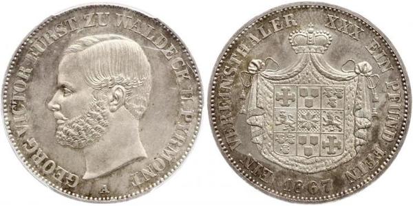 1 Thaler Principado de Waldeck (1180 - 1918) Plata Jorge Víctor de Waldeck-Pyrmont (1831 - 1893)