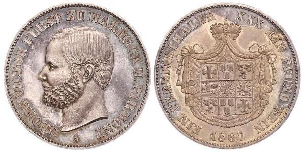 1 Thaler Principado de Waldeck (1180 - 1918) Plata Jorge Víctor de Waldeck-Pyrmont (1831 - 1893)