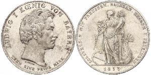 1 Thaler Reino de Baviera (1806 - 1918) Plata Luis I de Baviera(1786 – 1868)