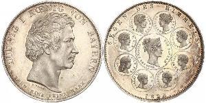 1 Thaler Reino de Baviera (1806 - 1918) Plata Luis I de Baviera(1786 – 1868)