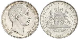 1 Thaler Reino de Baviera (1806 - 1918) Plata Maximiliano II de Baviera(1811 - 1864)