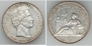 1 Thaler Reino de Baviera (1806 - 1918) Plata Luis I de Baviera(1786 – 1868)