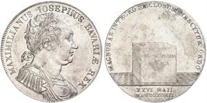 1 Thaler Reino de Baviera (1806 - 1918) Plata Maximiliano I de Baviera (1756 - 1825)