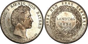 1 Thaler Reino de Baviera (1806 - 1918) Plata Luis I de Baviera(1786 – 1868)