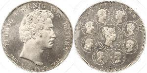 1 Thaler Reino de Baviera (1806 - 1918) Plata Luis I de Baviera(1786 – 1868)