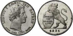 1 Thaler Reino de Baviera (1806 - 1918) Plata Luis I de Baviera(1786 – 1868)