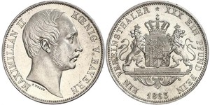 1 Thaler Reino de Baviera (1806 - 1918) Plata Maximiliano II de Baviera(1811 - 1864)