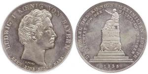 1 Thaler Reino de Baviera (1806 - 1918) Plata Luis I de Baviera(1786 – 1868)