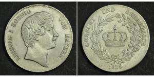 1 Thaler Reino de Baviera (1806 - 1918) Plata Luis I de Baviera(1786 – 1868)