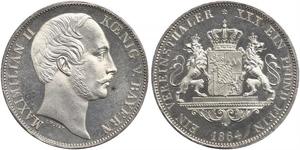 1 Thaler Reino de Baviera (1806 - 1918) Plata Maximiliano II de Baviera(1811 - 1864)