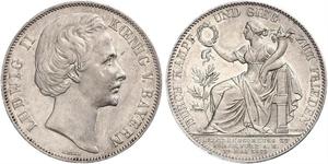 1 Thaler Reino de Baviera (1806 - 1918) Plata Luis II de Baviera(1845 – 1886)