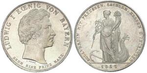 1 Thaler Reino de Baviera (1806 - 1918) Plata Luis I de Baviera(1786 – 1868)
