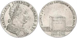 1 Thaler Reino de Baviera (1806 - 1918) Plata Maximiliano I de Baviera (1756 - 1825)