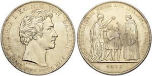 1 Thaler Reino de Baviera (1806 - 1918) Plata Luis I de Baviera(1786 – 1868)