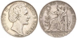 1 Thaler Reino de Baviera (1806 - 1918) Plata Luis II de Baviera(1845 – 1886)